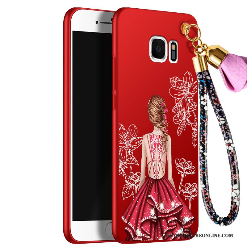 Hülle Samsung Galaxy S7 Edge Weiche Anti-sturz Nubuck, Case Samsung Galaxy S7 Edge Silikon Nette Rot