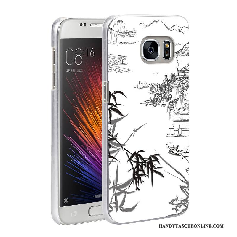 Hülle Samsung Galaxy S7 Gemalt Schwarz Anti-sturz, Case Samsung Galaxy S7 Prägung