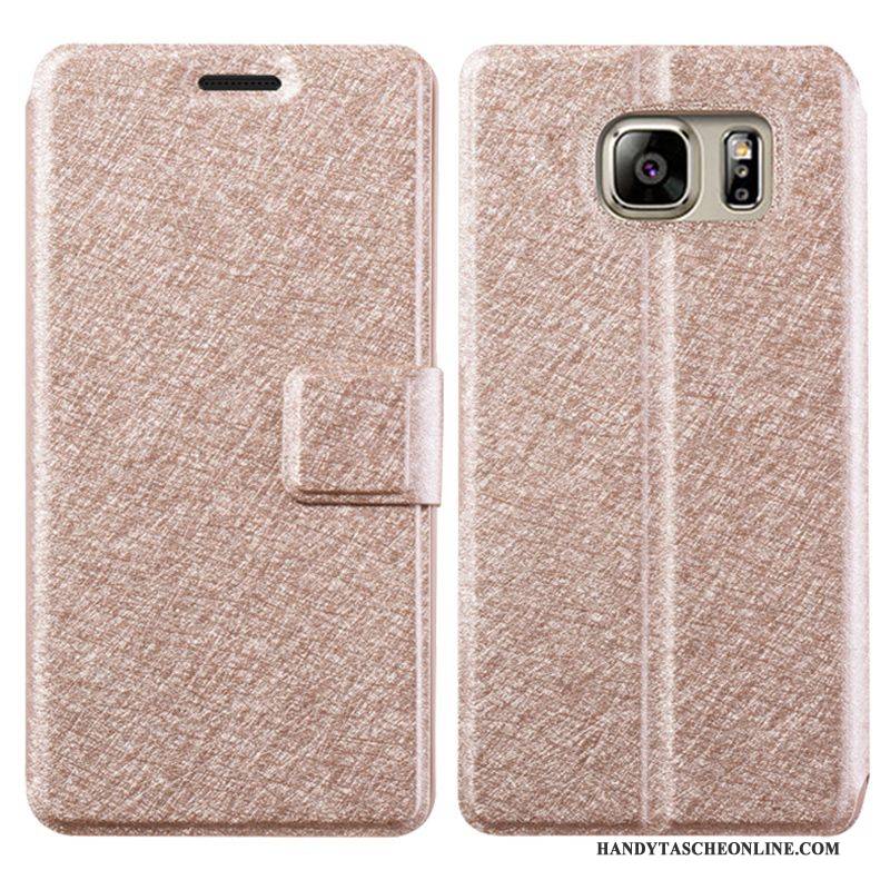 Hülle Samsung Galaxy S7 Lederhülle Handyhüllen Gold, Case Samsung Galaxy S7 Schutz