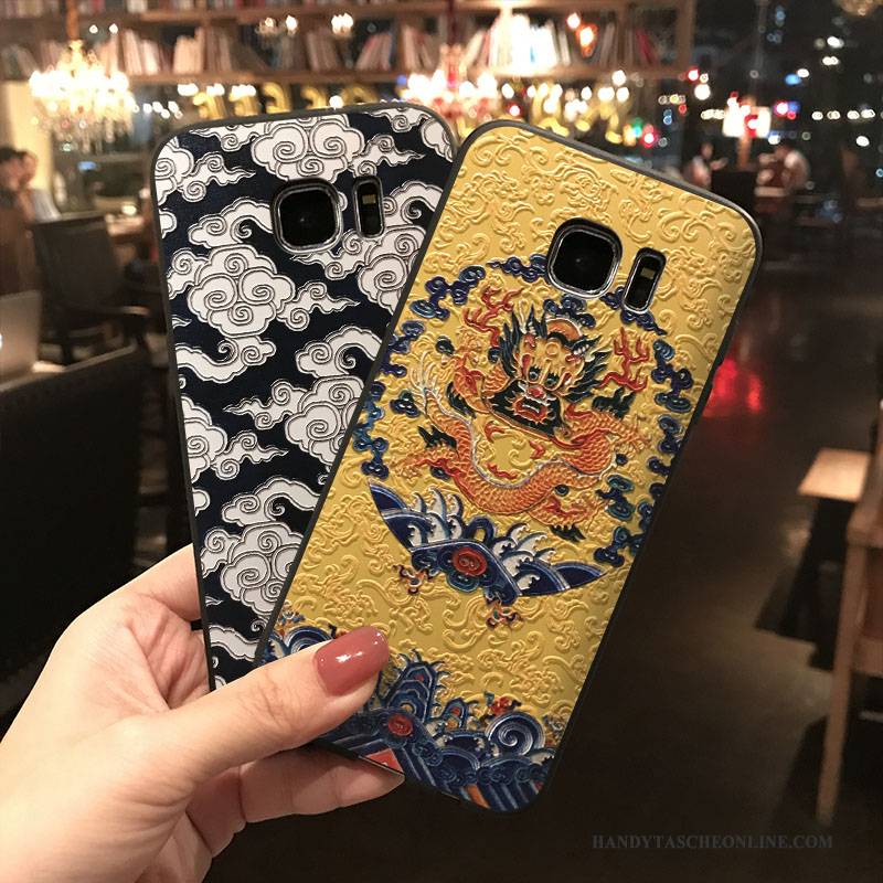 Hülle Samsung Galaxy S7 Taschen Persönlichkeit Handyhüllen, Case Samsung Galaxy S7 Silikon Hängende Verzierungen Gelb