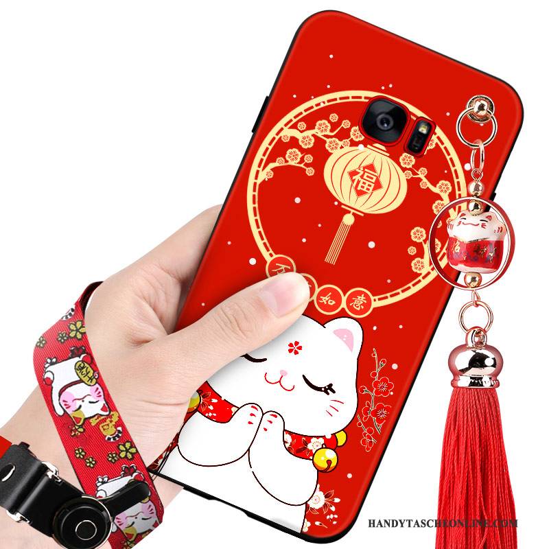 Hülle Samsung Galaxy S7 Taschen Reichtum Rot, Case Samsung Galaxy S7 Trend Katzen