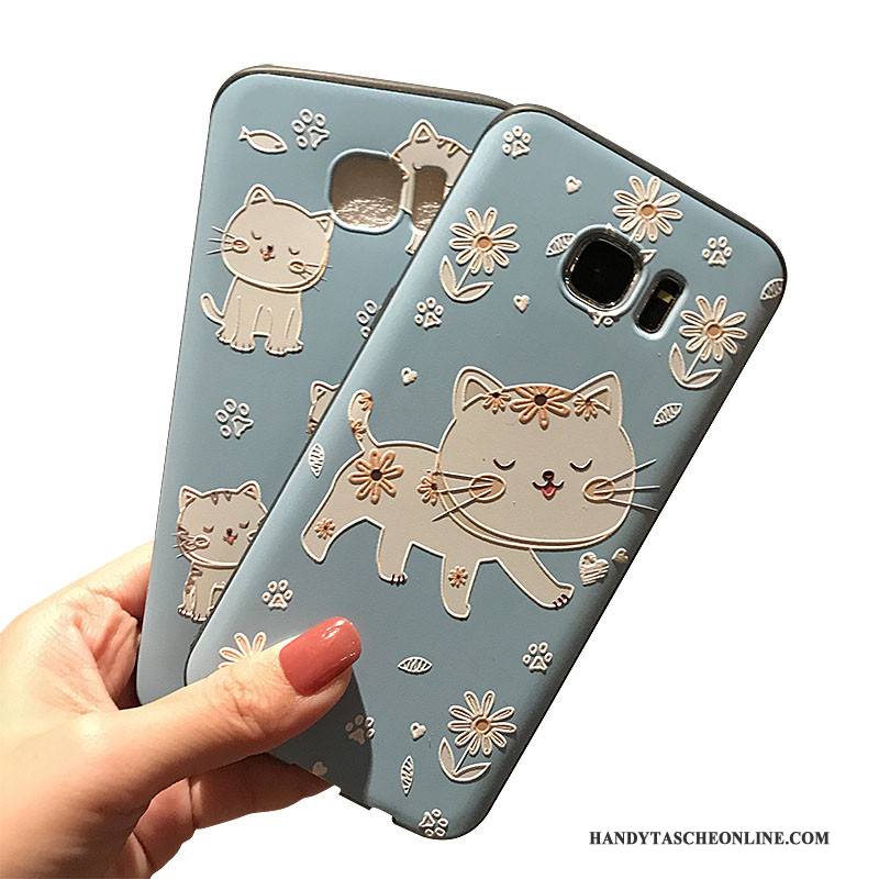 Hülle Samsung Galaxy S7 Weiche Schwarz Blau, Case Samsung Galaxy S7 Taschen Persönlichkeit Nubuck