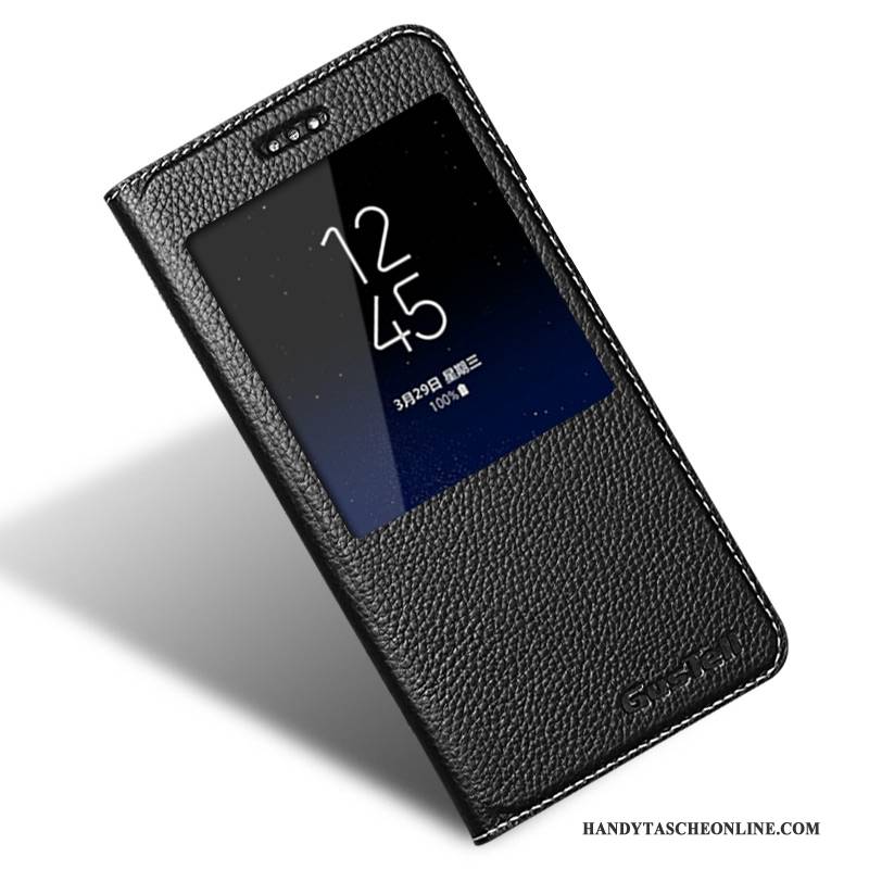 Hülle Samsung Galaxy S8 Schutz Anti-sturz Handyhüllen, Case Samsung Galaxy S8 Lederhülle Schwarz Business