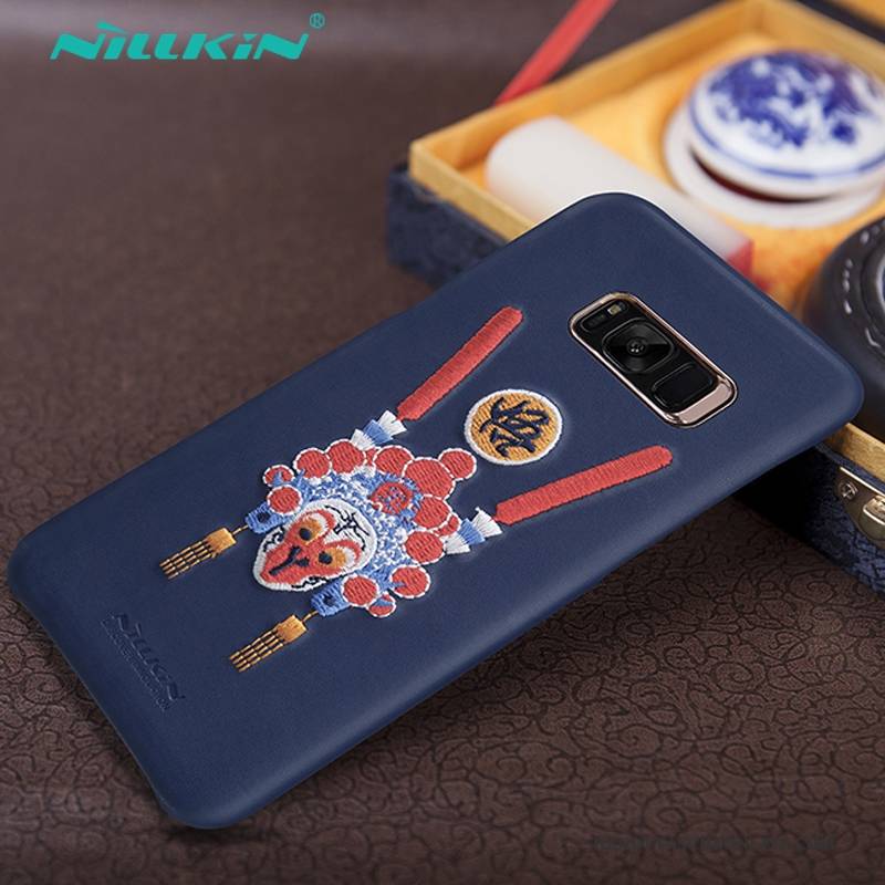 Hülle Samsung Galaxy S8+ Schutz Gold Schwer, Case Samsung Galaxy S8+ Leder Handyhüllen Blau