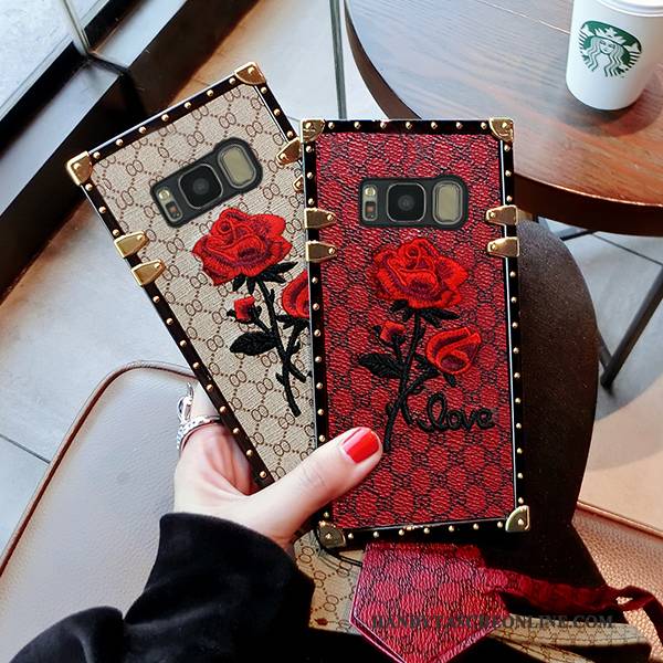 Hülle Samsung Galaxy S8 Silikon Stickerei Rot, Case Samsung Galaxy S8 Weiche Handyhüllen Trend