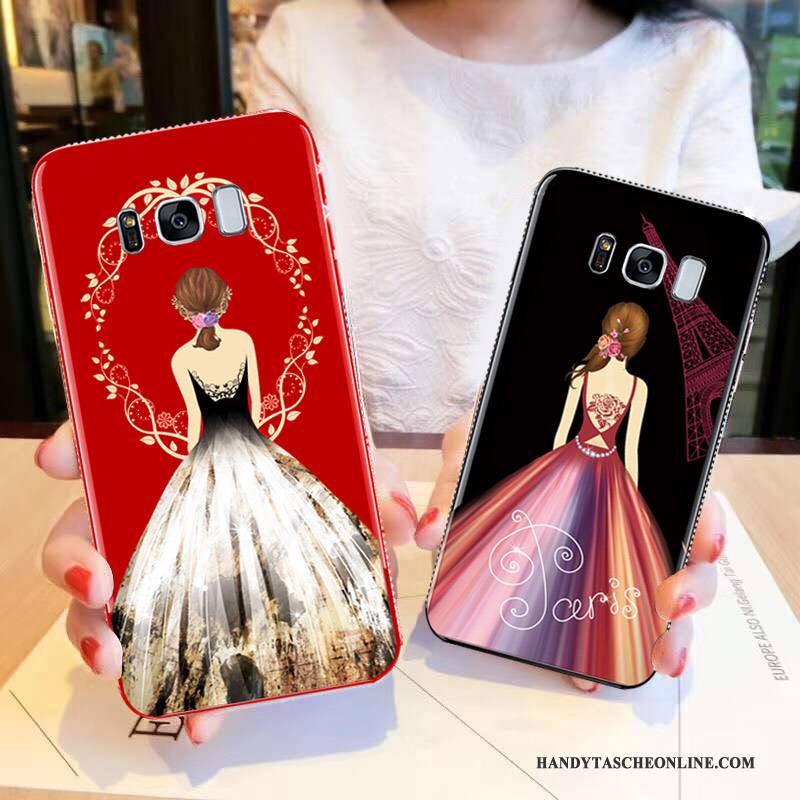 Hülle Samsung Galaxy S8+ Taschen Rot Schwarz, Case Samsung Galaxy S8+ Strasssteinen Handyhüllen