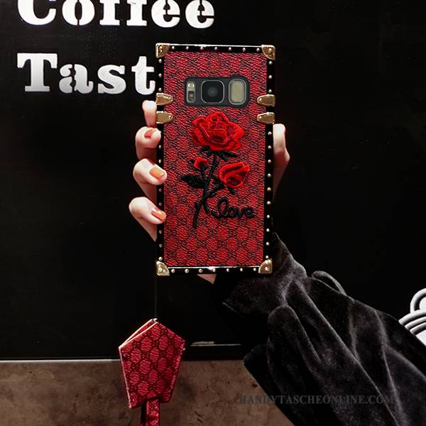 Hülle Samsung Galaxy S8+ Weiche Rot Handyhüllen, Case Samsung Galaxy S8+ Taschen Stickerei Trend