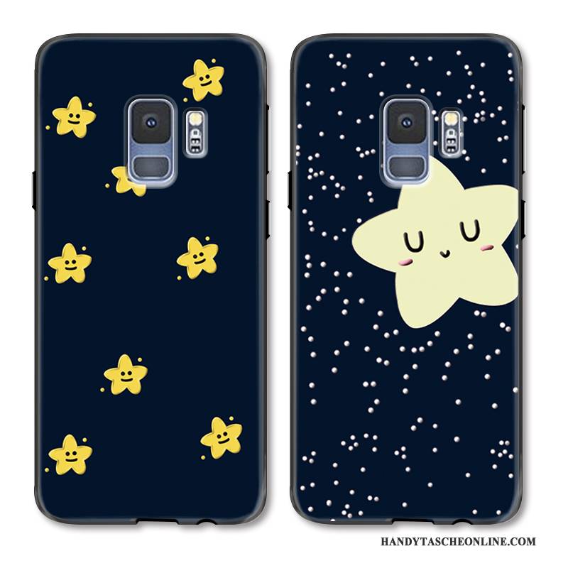Hülle Samsung Galaxy S9+ Karikatur Handyhüllen Nette, Case Samsung Galaxy S9+ Gemalt Schwarz Hängende Verzierungen