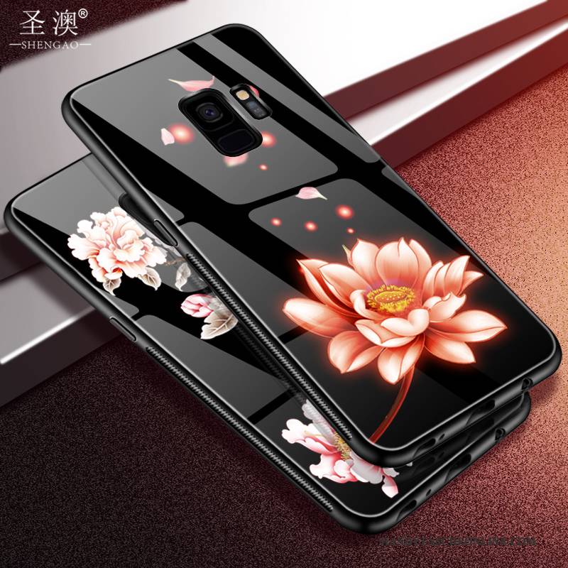 Hülle Samsung Galaxy S9 Silikon Anti-sturz Einfach, Case Samsung Galaxy S9 Kreativ Glas Schwarz