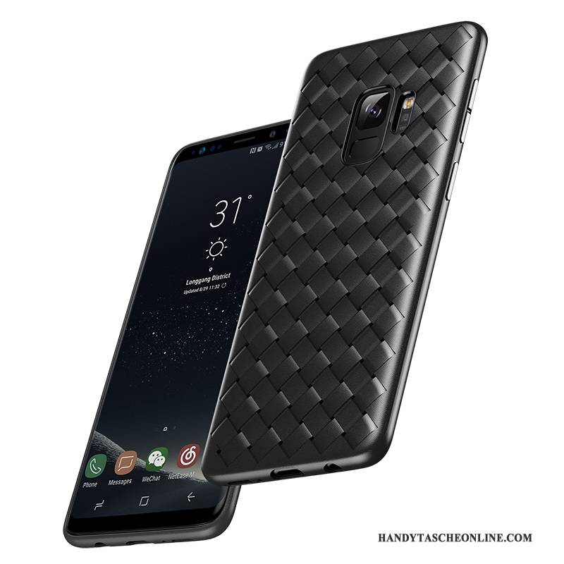 Hülle Samsung Galaxy S9+ Taschen Anti-sturz Muster, Case Samsung Galaxy S9+ Schutz Flecht Schwarz