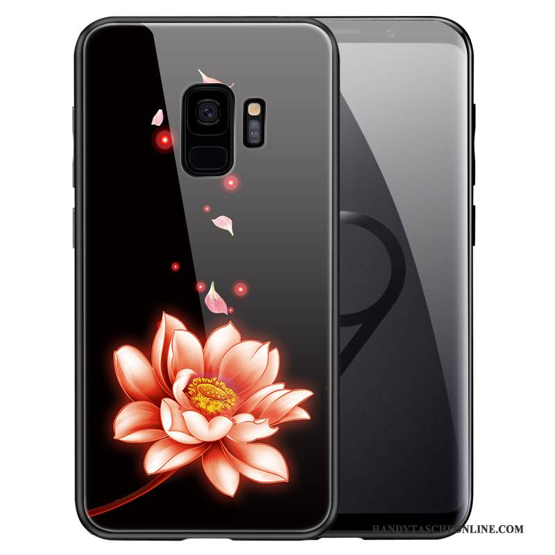 Hülle Samsung Galaxy S9 Taschen Schwarz Handyhüllen, Case Samsung Galaxy S9 Schutz Anti-sturz Gehärtetes Glas