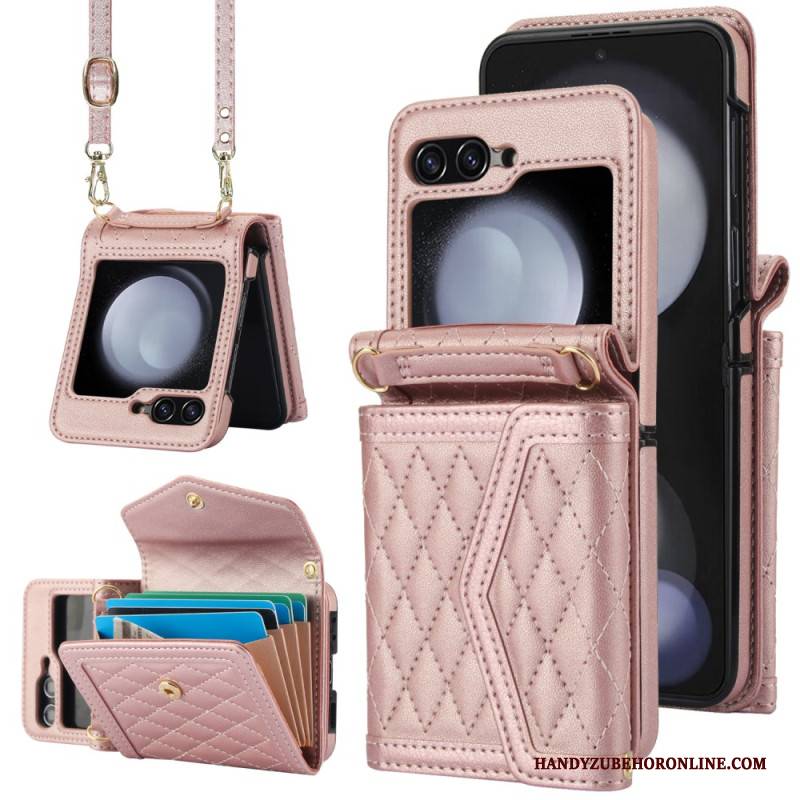 Hülle Samsung Galaxy Z Flip 7 Fe Handyhülle Kartenhalter Mit Schultergurt Und Lanyard