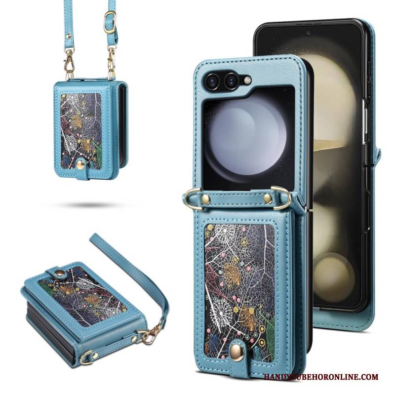 Hülle Samsung Galaxy Z Flip 7 Handyhülle Marmor-kartenhalter Und Schultergurt