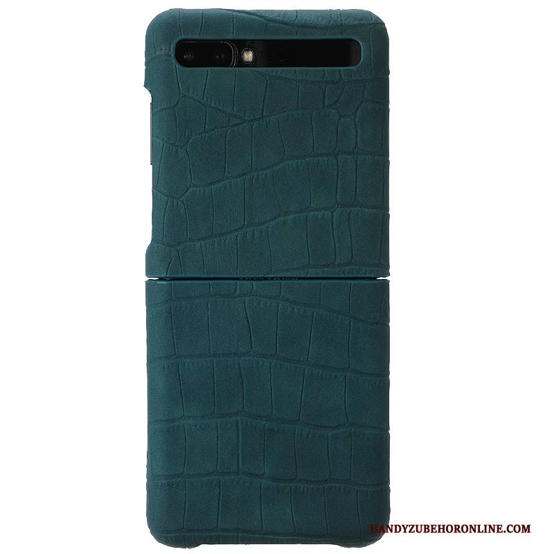 Hülle Samsung Z Flip Leder High-end Falten, Case Samsung Z Flip Taschen Dunkelblau Handyhüllen