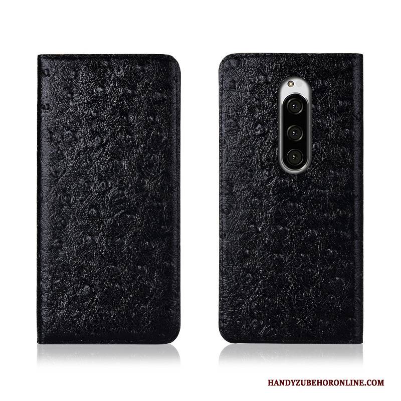 Hülle Sony Xperia 1 Folio Schwarz Anti-sturz, Case Sony Xperia 1 Lederhülle Neu Handyhüllen