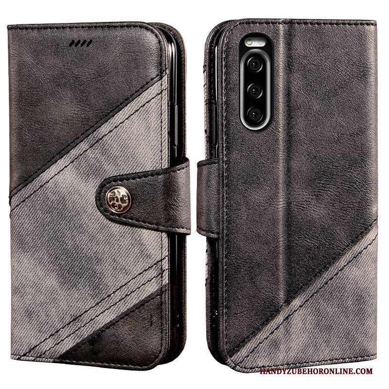 Hülle Sony Xperia 5 Folio Karte Schwarz, Case Sony Xperia 5 Lederhülle