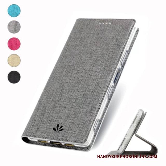 Hülle Sony Xperia 5 Halterung Handyhüllen Muster, Case Sony Xperia 5 Folio Stoff Grau