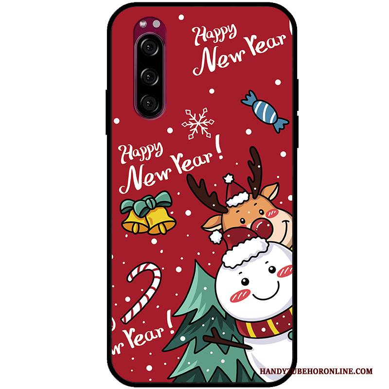 Hülle Sony Xperia 5 Karikatur Trendmarke Handyhüllen, Case Sony Xperia 5 Schutz Rot Nubuck