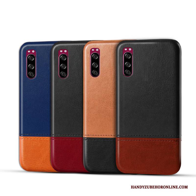 Hülle Sony Xperia 5 Leder Handyhüllen Trend, Case Sony Xperia 5 Schutz Schwarz Persönlichkeit