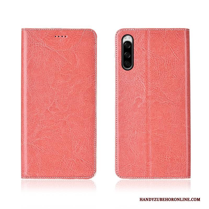 Hülle Sony Xperia 5 Schutz Anti-sturz Handyhüllen, Case Sony Xperia 5 Lederhülle Rosa Muster