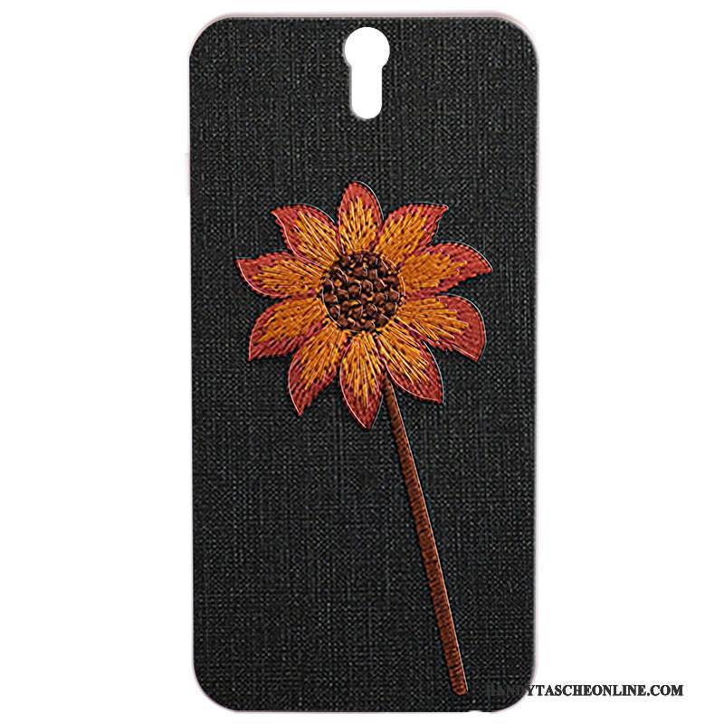 Hülle Sony Xperia C5 Ultra Dual Retro Schwarz Stickerei, Case Sony Xperia C5 Ultra Dual Luxus Handyhüllen Schwer