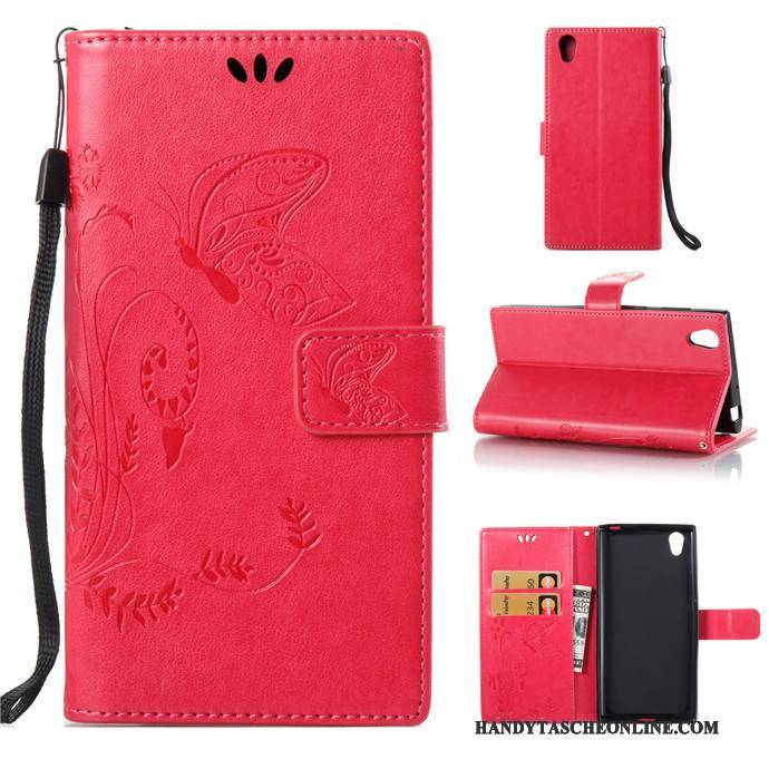 Hülle Sony Xperia L1 Silikon Rot Hängende Verzierungen, Case Sony Xperia L1 Folio Handyhüllen
