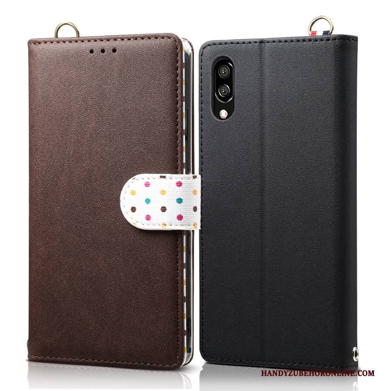 Hülle Sony Xperia L3 Geldbörse Karte Schwarz, Case Sony Xperia L3 Lederhülle Business Wellenpunkt