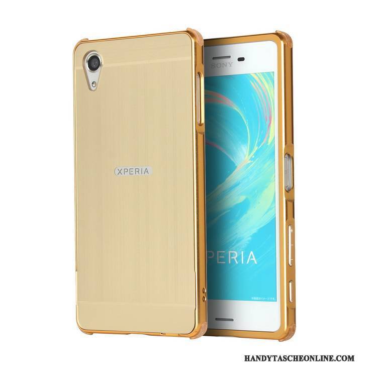 Hülle Sony Xperia Xa Metall Gold Hintere Abdeckung, Case Sony Xperia Xa Schutz Anti-sturz Grenze