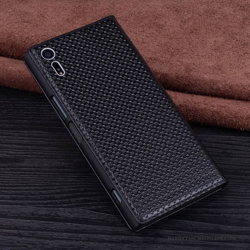Hülle Sony Xperia Xz Leder Handyhüllen Schwarz, Case Sony Xperia Xz Lederhülle