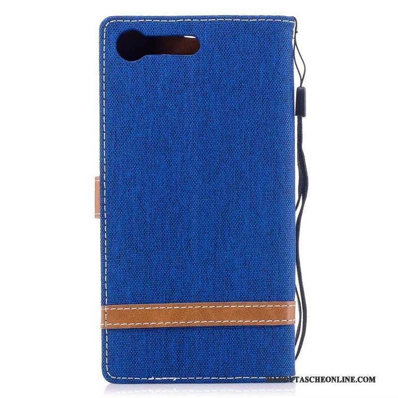 Hülle Sony Xperia Xz Premium Lederhülle Dunkelblau Handyhüllen, Case Sony Xperia Xz Premium Folio