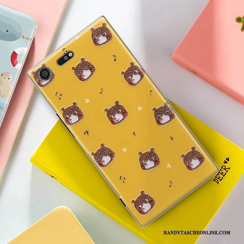 Hülle Sony Xperia Xz Premium Prägung Handyhüllen Gelb, Case Sony Xperia Xz Premium Gemalt Nette