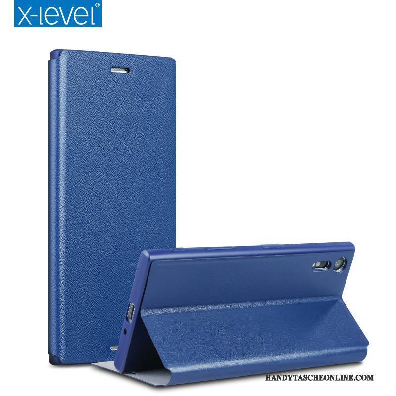 Hülle Sony Xperia Xz Schutz Schlank Anti-sturz, Case Sony Xperia Xz Lederhülle Handyhüllen Blau