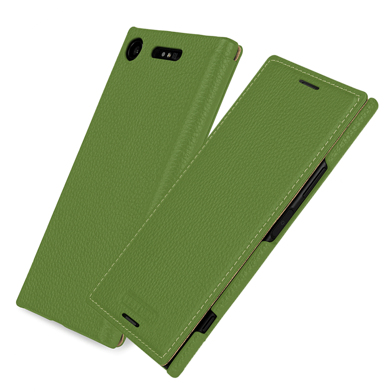 Hülle Sony Xperia Xz1 Compact Leder Handyhüllen Grün, Case Sony Xperia Xz1 Compact Folio Anti-sturz Dunkel