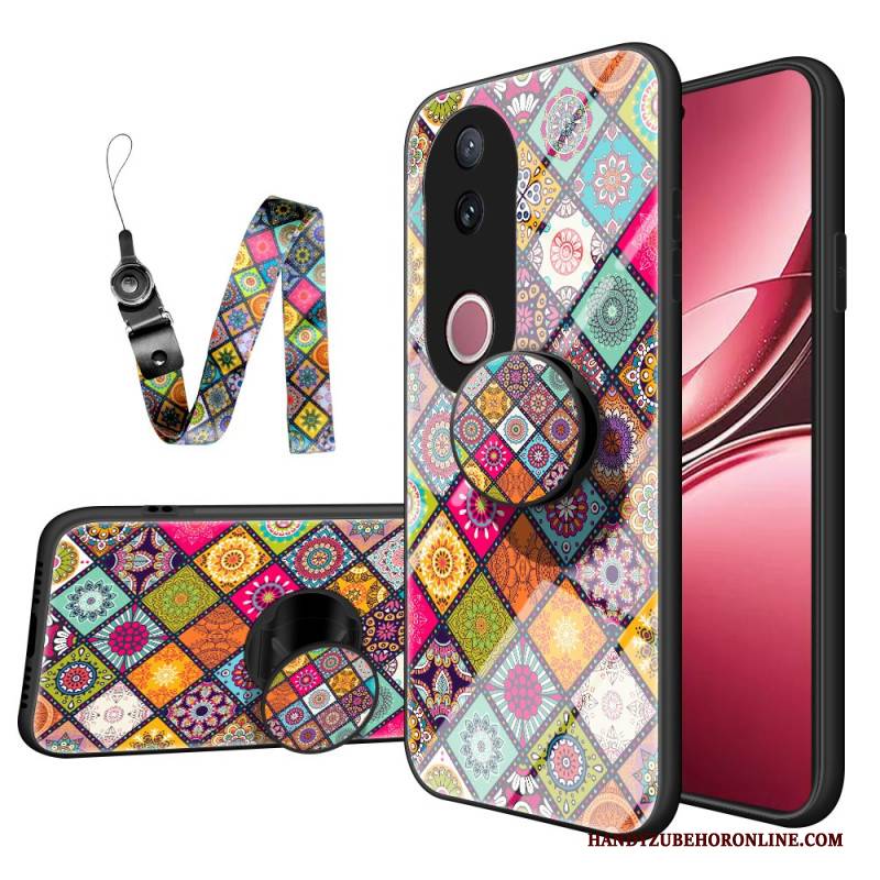 Hülle Vivo V50 5g Patchwork-ständer Und Tragegurt