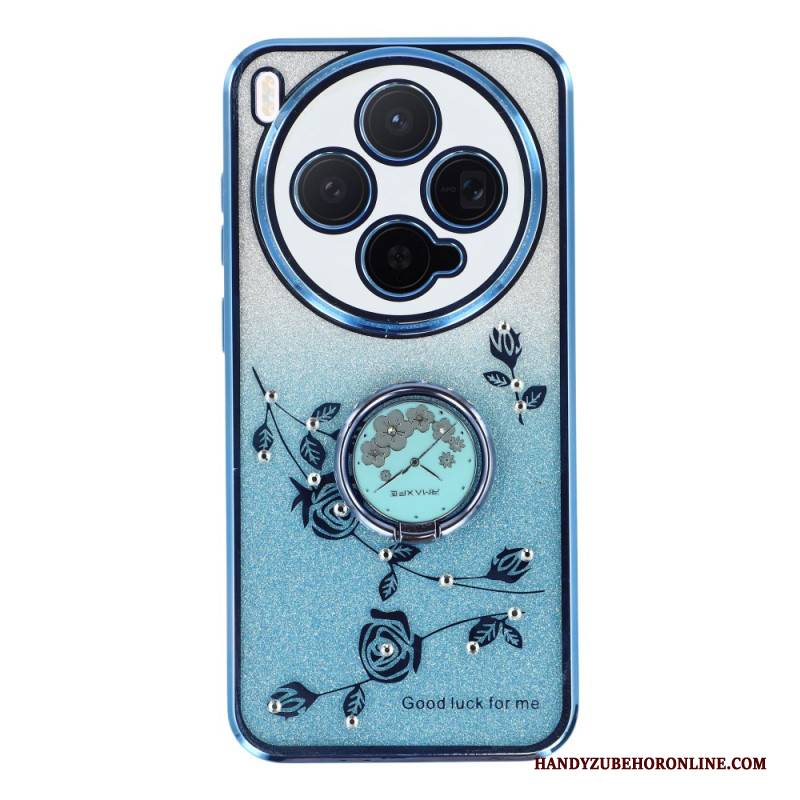 Hülle Vivo X300 Handyhülle Kadem Ringhalter Mit Blumen Und Strasssteinen