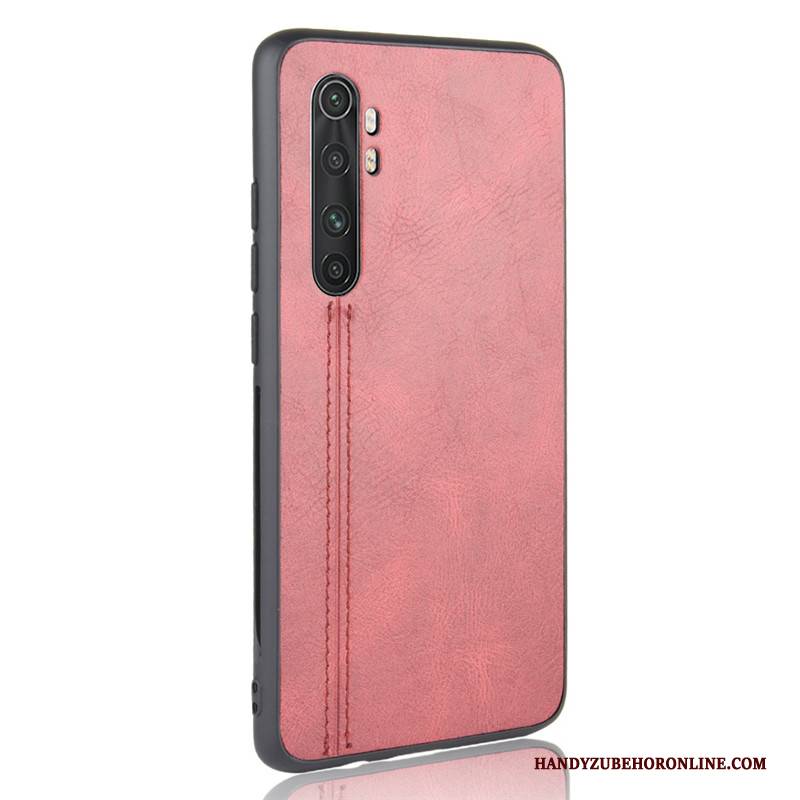 Hülle Xiaomi Mi Note 10 Lite Lederhülle Jugend Rot, Case Xiaomi Mi Note 10 Lite Schutz Kuh Mini
