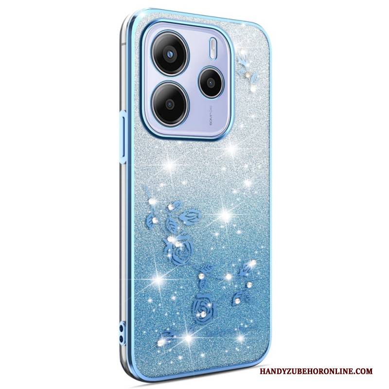 Hülle Xiaomi Redmi Note 14 4g Glitzernde Blumen Mit Farbverlauf