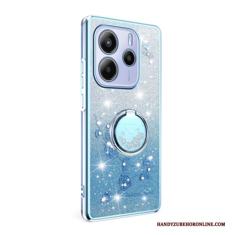 Hülle Xiaomi Redmi Note 14 4g Ringhalter Mit Strasssteinen Und Blumen