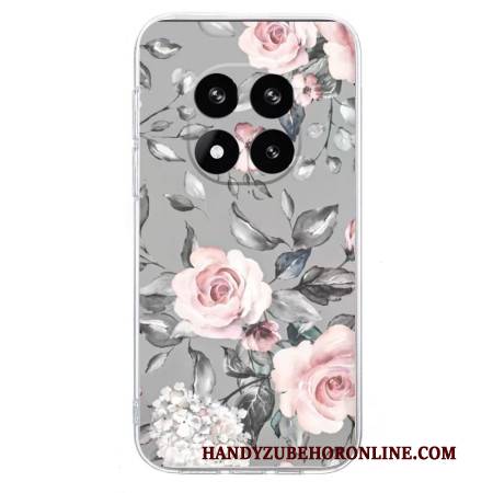 Hülle Xiaomi Redmi Note 14 Pro 5g Handyhülle Blumenmuster Auf Grauem Hintergrund