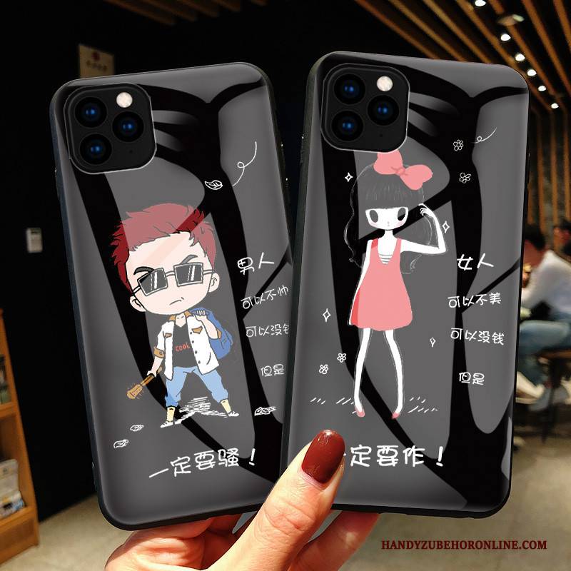 Hülle iPhone 11 Pro Max Karikatur Glas Handyhüllen, Case iPhone 11 Pro Max Taschen Fluo Nette
