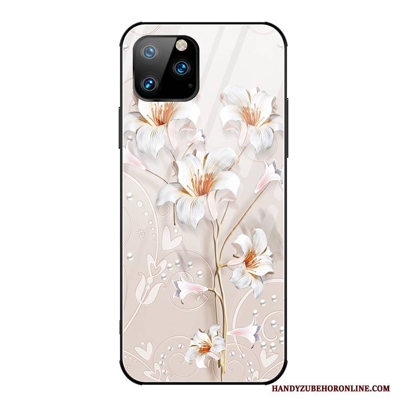 Hülle iPhone 11 Pro Max Kreativ Anti-sturz High-end, Case iPhone 11 Pro Max Blumen Neu Weiß
