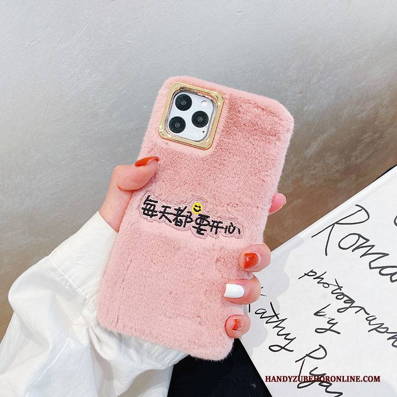 Hülle iPhone 11 Pro Max Silikon Stickerei Liebhaber, Case iPhone 11 Pro Max Schutz Rosa Handyhüllen