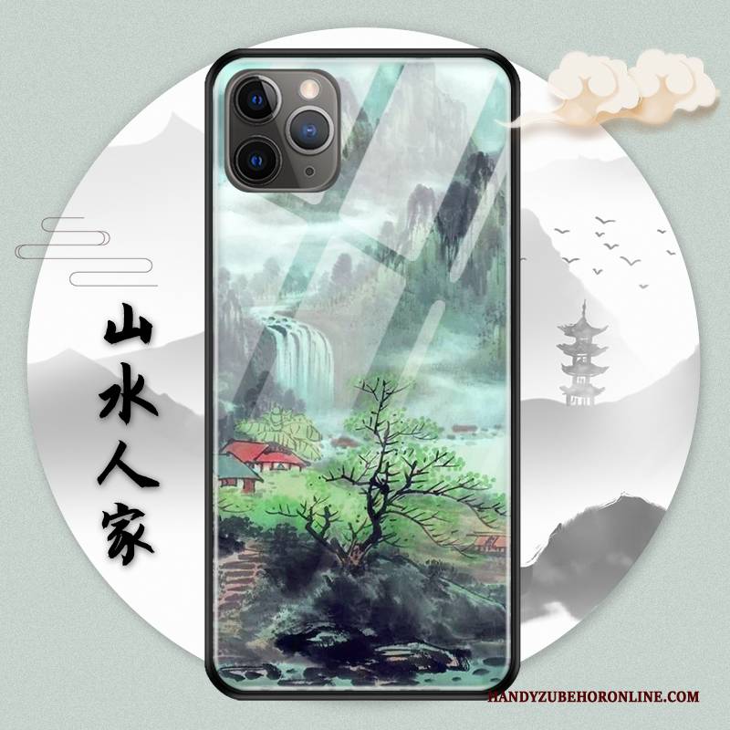 Hülle iPhone 11 Pro Retro Schwer Tinte, Case iPhone 11 Pro Schutz Chinesische Art Grün