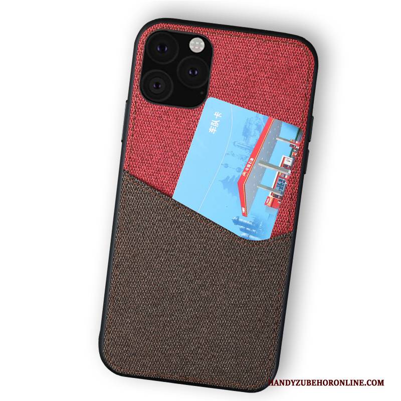 Hülle iPhone 11 Pro Rot Stoff, Case iPhone 11 Pro Leinwand Business