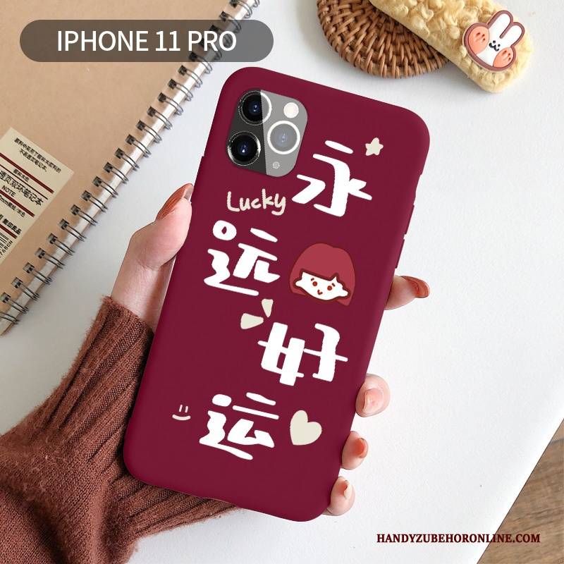 Hülle iPhone 11 Pro Weiche Anti-sturz Liebhaber, Case iPhone 11 Pro Silikon Persönlichkeit Netto Rot