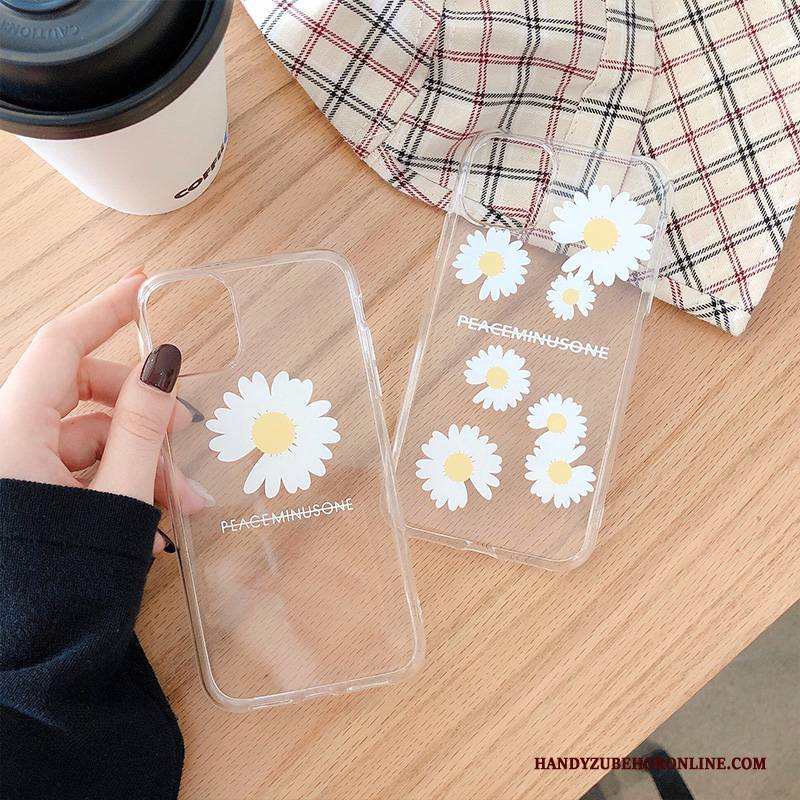 Hülle iPhone 11 Weiche Chrysanthemes Weiß, Case iPhone 11 Silikon Elegante Transparent