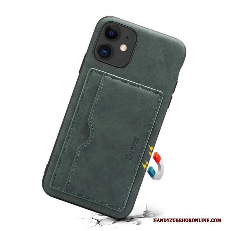 Hülle iPhone 12 Halterung Dünne Grün, Case iPhone 12 Schutz Handyhüllen Karte