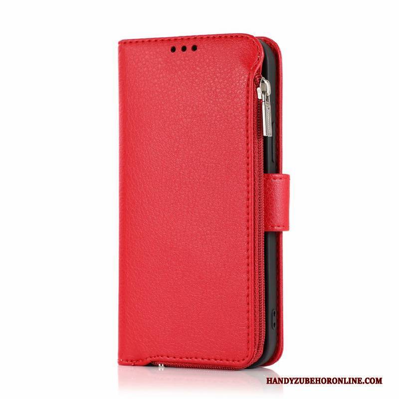 Hülle iPhone 12 Mini Folio Rot Persönlichkeit, Case iPhone 12 Mini Geldbörse Hängende Verzierungen Anti-sturz
