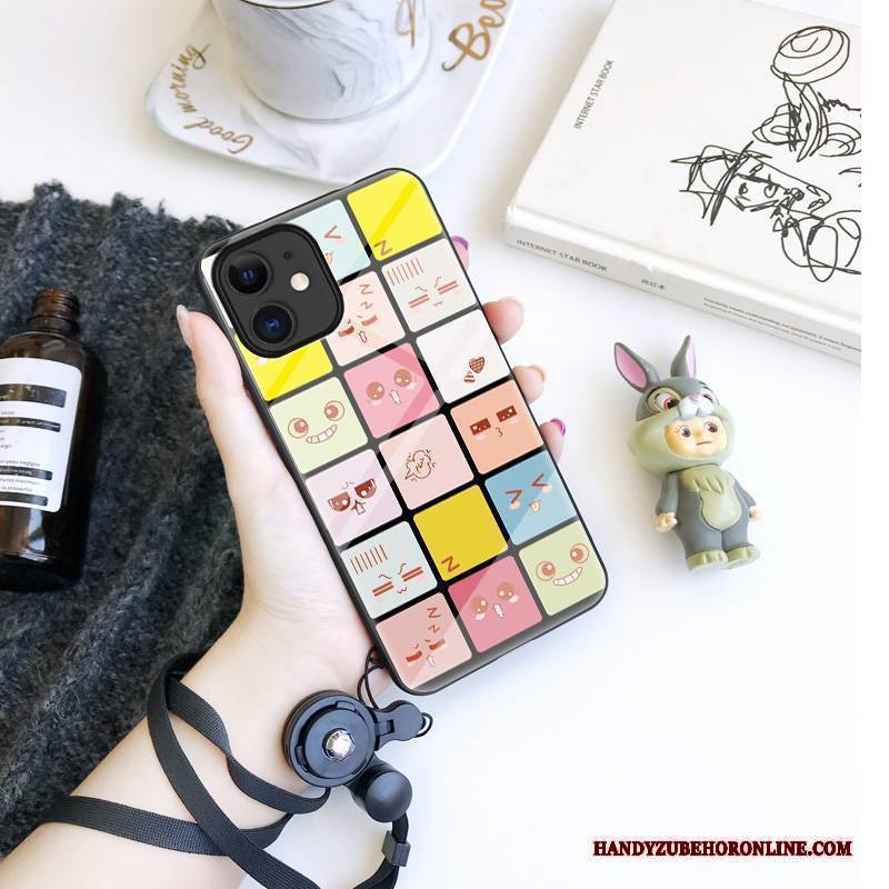Hülle iPhone 12 Mini Kreativ Glas Nette, Case iPhone 12 Mini Schutz Handyhüllen Netto Rot