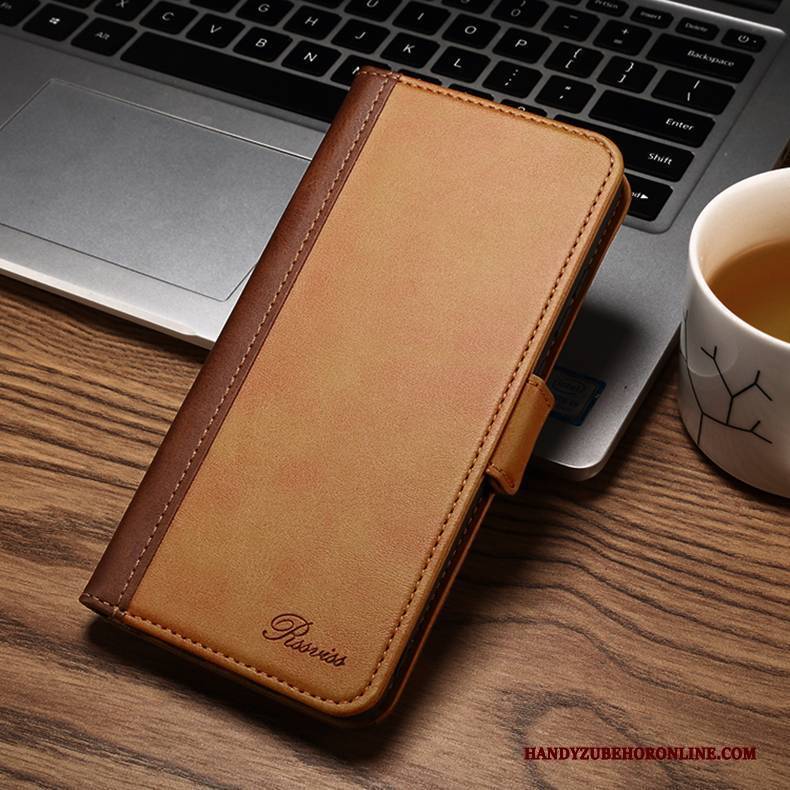 Hülle iPhone 12 Mini Lederhülle Gelb Handyhüllen, Case iPhone 12 Mini Folio Anti-sturz Business